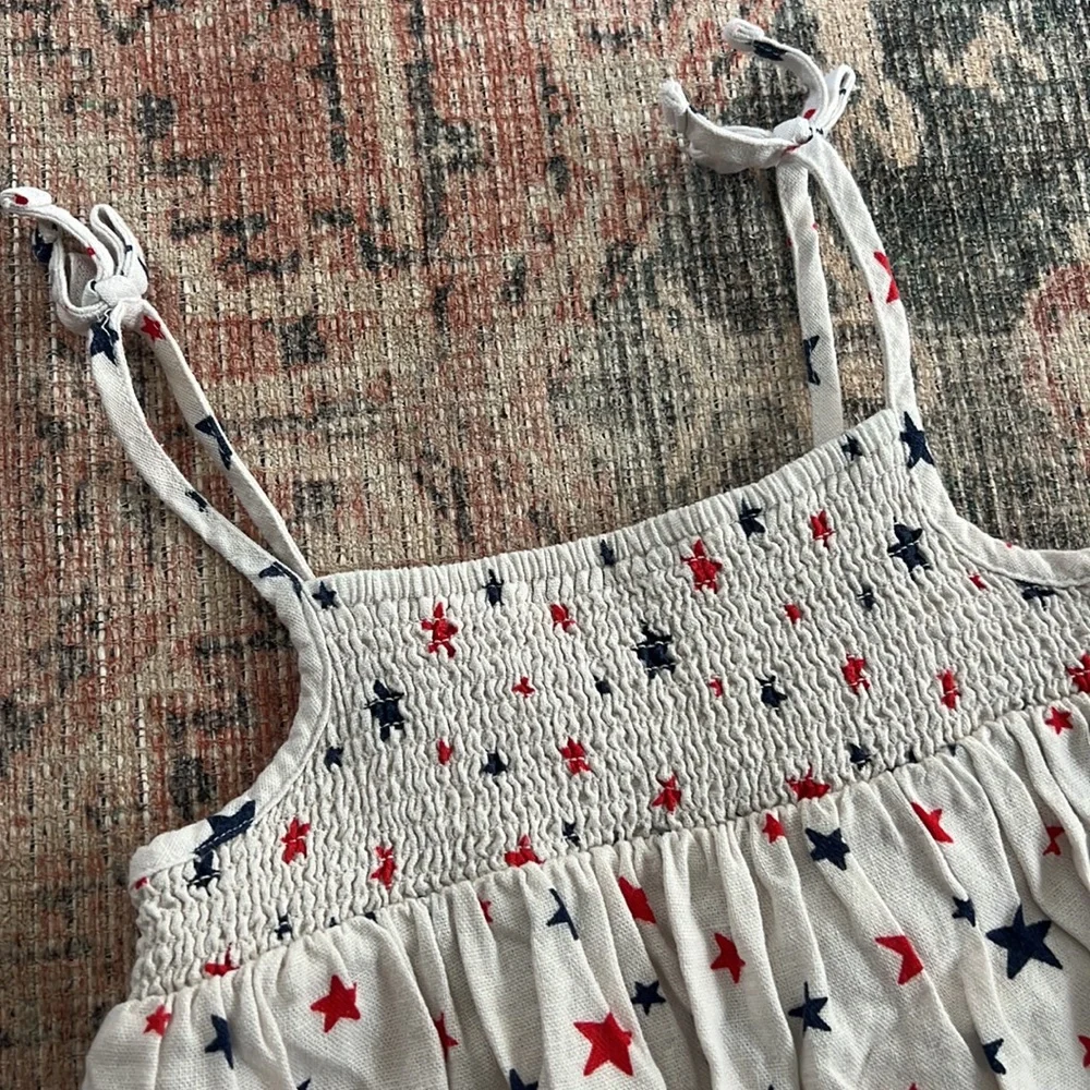 Old Navy Toddler Gile White Linen Dress with Star Print Size 3t